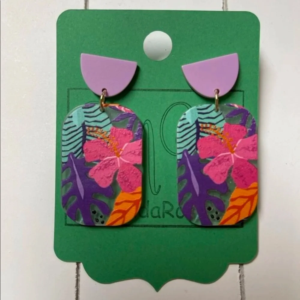 B2G1🌺Vibrant Tropical Hibiscus Floral Purple Pink Flowers Boho Statement 🌺NWT_12